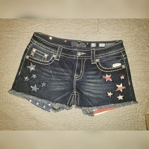Miss Me Red White Blue/America Denim Shorts Size 28 NWT